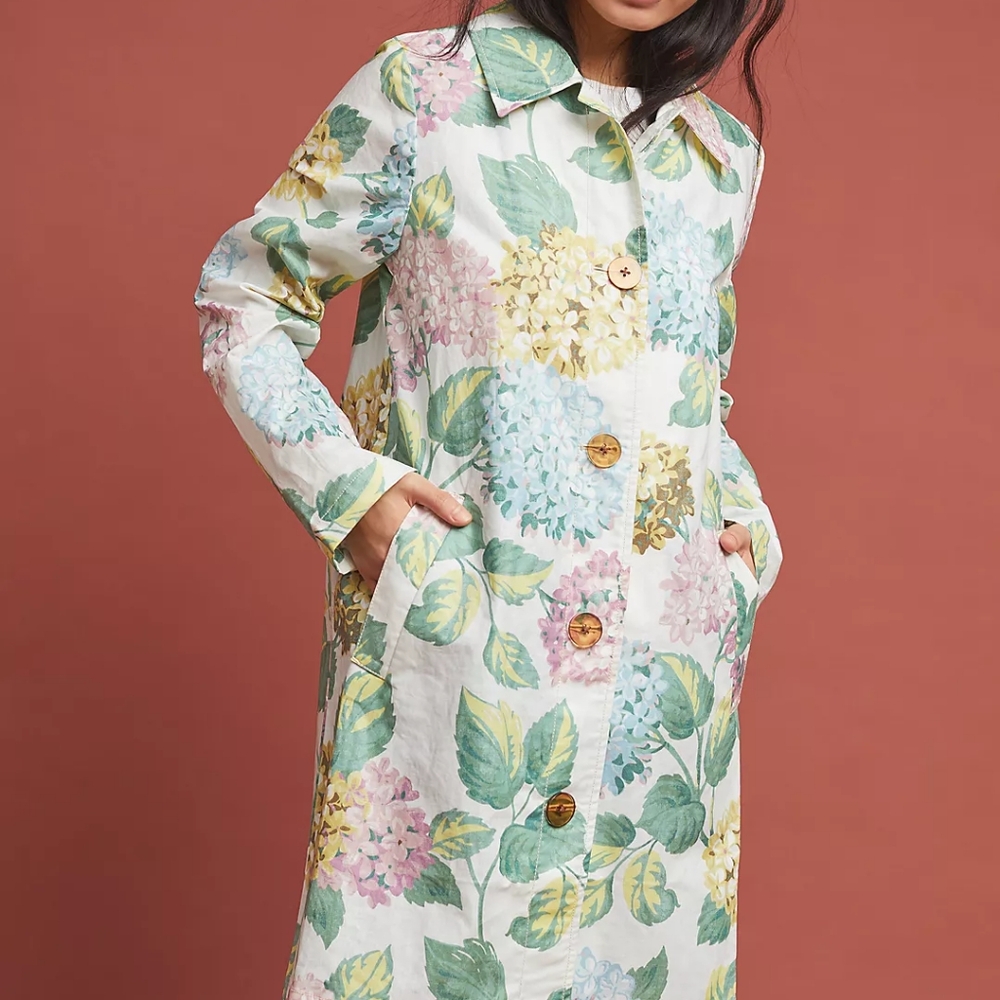 Anthropologie Mellie Hydrangea Raincoat